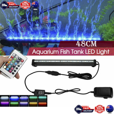 48cm LED Aquarium Lights Submersible Air Bubble RGB Light for Fish Tank Underwater - Pet Wizard Australia