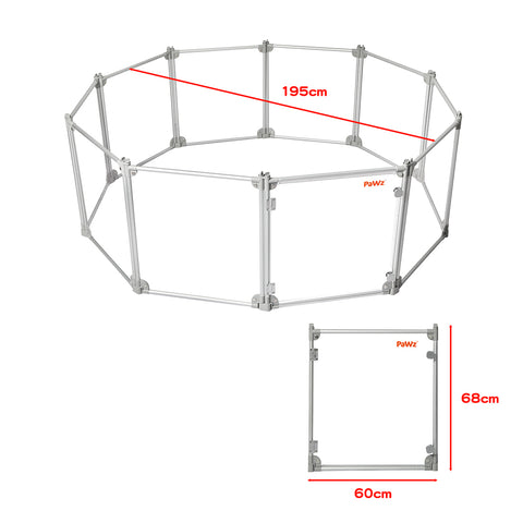 Pawz Pet Playpen Transparent Acrylic Clear Folding Dog Fence Kennel 10 Panel-1864184563408965634