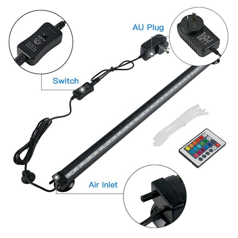 48cm LED Aquarium Lights Submersible Air Bubble RGB Light for Fish Tank Underwater - Pet Wizard Australia