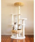 5-Platform Plush and Wicker Cat Tree - Pet Wizard Australia