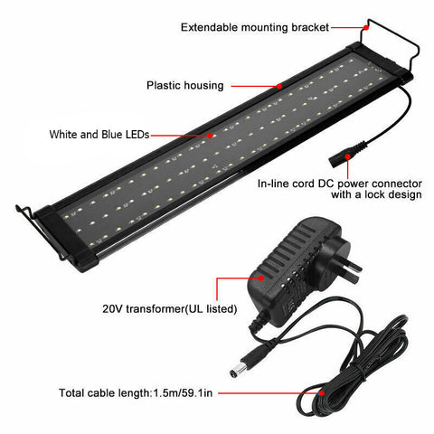 60cm Aquarium Light Lighting Full Spectrum Aqua Plant Fish Tank Bar LED Lamp - Pet Wizard Australia