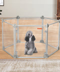 Pawz Pet Playpen Transparent Acrylic Clear Folding Dog Fence Kennel 6 Panel-1848848478999023622