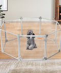 Pawz Pet Playpen Transparent Acrylic Clear Folding Dog Fence Kennel 8 Panel-1848848479166795782