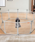 Pawz Pet Playpen Transparent Acrylic Clear Folding Dog Fence Kennel 10 Panel-1848848479301013510