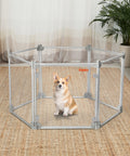 Pawz Pet Playpen Transparent Acrylic Clear Folding Dog Fence Kennel 6 Panel-1864184563555766279