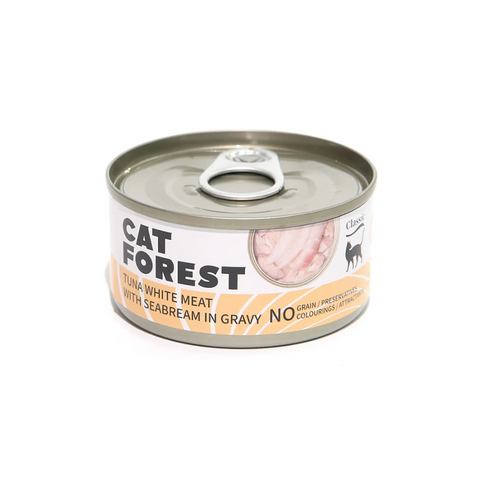 CAT FOREST Classic Tuna White Meat with Seabream in Gravy Canned Cat Food x 24