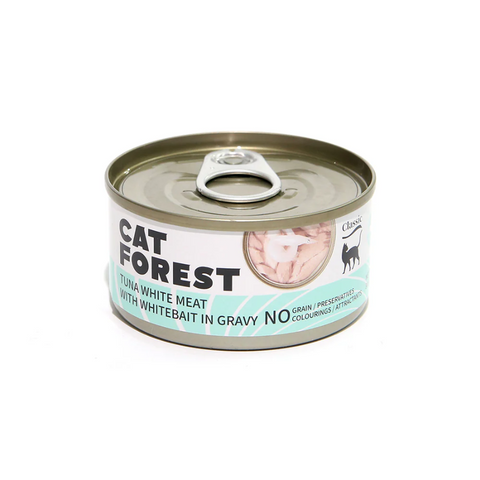 CAT FOREST Classic Tuna White Meat with Whitebait in Gravy Canned Cat Food x 24