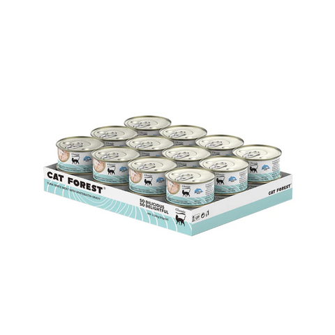 CAT FOREST Classic Tuna White Meat with Whitebait in Gravy Canned Cat Food x 24