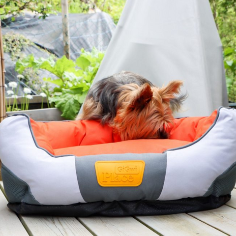 GiGwi – Canvas Round Dog Bed Red Orange - Large