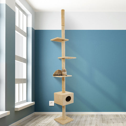 PaWz Cat Scratching Post Tree Cubby Beige-1831592715909992455