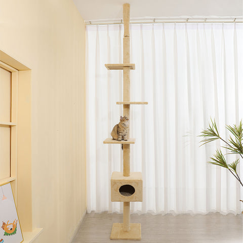 PaWz Cat Scratching Post Tree Cubby Beige-1831592715909992454