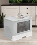 PaWz Foldable Cat Litter Box Tray Enclosed Grey-1848848518157045766