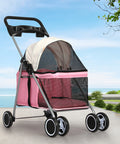 PaWz Pet Stroller Dog Cat Carrier Foldable Pink-1831592734469787654