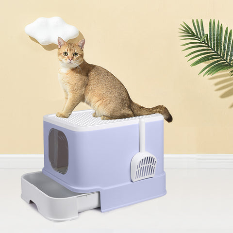 PaWz Cat Litter Box Fully Enclosed Toilet Purple-1864184494186172422