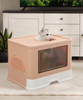 PaWz Foldable Cat Litter Box Tray Enclosed Pink-1864184536406036486