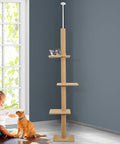 PaWz Cat Tree Tower Scratching Post Beige-1864184511294738438