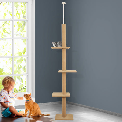 PaWz Cat Tree Tower Scratching Post Beige-1864184511294738438