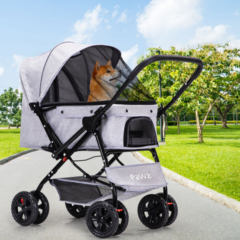 PaWz Pet Stroller Pram Dog Carrier Trailer Grey-1864184625195257862