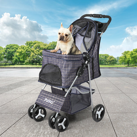 PaWz Large Pet Stroller Dog Cat Carrier Plaid-1864184624289288198