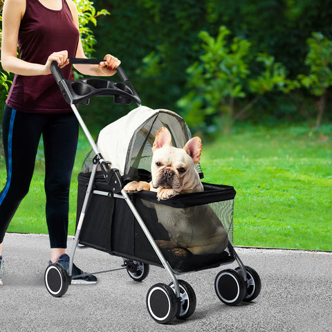 PaWz Large Pet Stroller Dog Cat Carrier Black-1831592734331375622