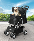 PaWz 4 Wheels Pet Stroller Dog Cat Cage Black-1831593119620141062