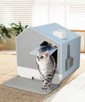 PaWz Fully Enclosed Cat Litter Box Mat Blue-1910112483377549318
