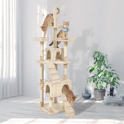 PaWz Cat Tree Scratching Post Scratcher Beige-1864184313503944710