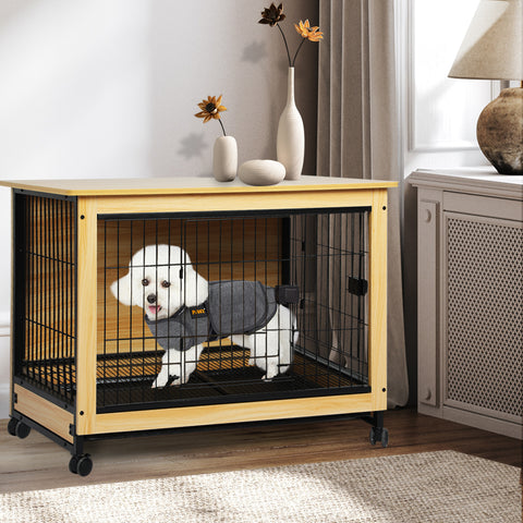 PaWz Wooden Wire Dog Kennel Side End M Medium-1864184541204320262