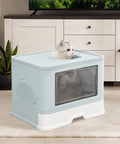 PaWz Foldable Cat Litter Box Tray Enclosed Blue-1864184536112435206