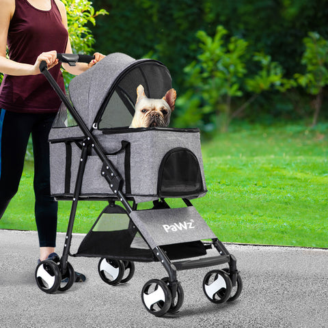 PaWz Large Pet Stroller Dog Cat Travel Grey-1831593123663450118