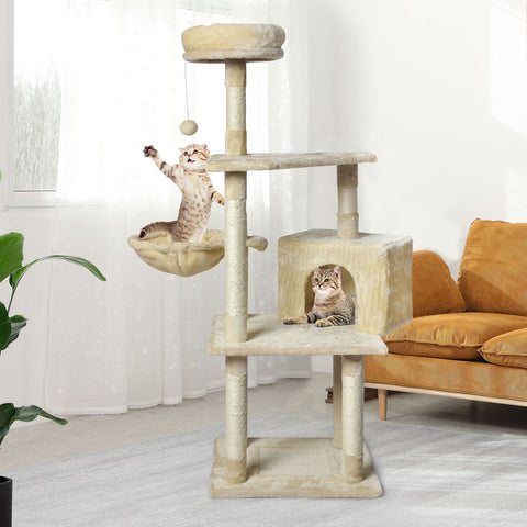 PaWz Cat Tree Toy Scratching Post Scratcher Beige-1864184314212782086