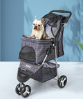 PaWz Large Pet Stroller Dog Cat Carrier Plaid-1831592690958077959