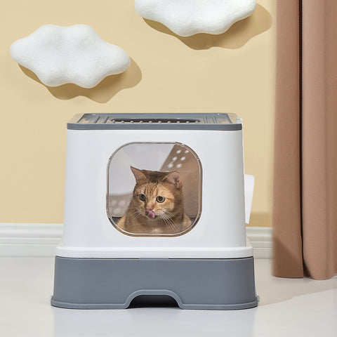 PaWz Cat Litter Box Fully Enclosed Kitty Grey-1848848510464692231