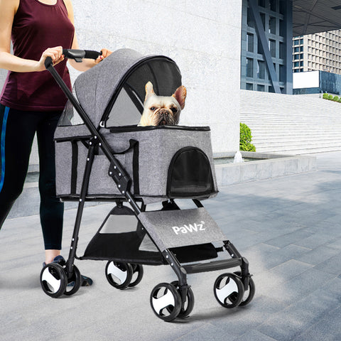 PaWz Large Pet Stroller Dog Cat Travel Grey-1910112545205784583