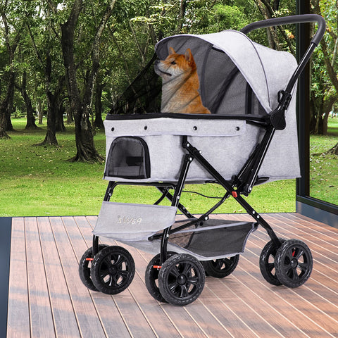 PaWz Pet Stroller Pram Dog Carrier Trailer Grey-1864184625195257863