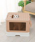 PaWz Foldable Cat Litter Box Tray Enclosed Pink-1864184536406036487