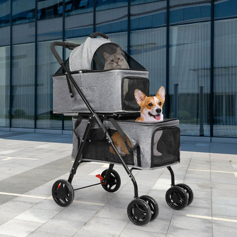 PaWz Two-tier Pet Stroller Double Dog-1864184625820209159