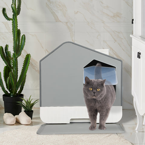 PaWz Fully Enclosed Cat Litter Box Mat Grey-1864184548909256711