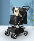 PaWz 4 Wheels Pet Stroller Dog Cat Cage Black-1831593119620141063