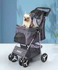 PaWz Large Pet Stroller Dog Cat Carrier Plaid-1864184624289288199