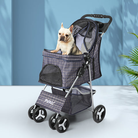 PaWz Large Pet Stroller Dog Cat Carrier Plaid-1864184624289288199