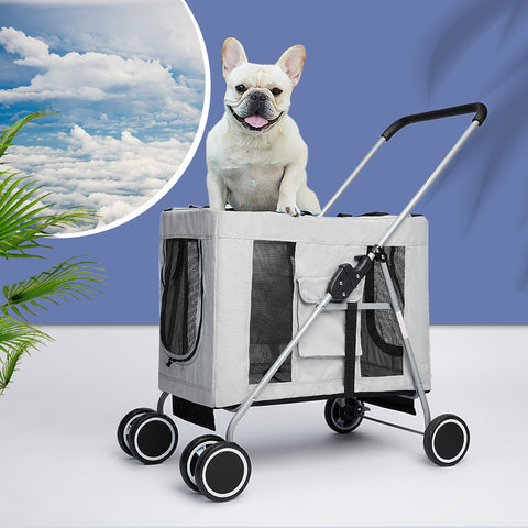 PaWz Pet Stroller Dog Cat Cage Carrier Grey-1864184495217971206