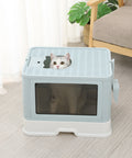 PaWz Foldable Cat Litter Box Tray Enclosed Blue-1864184536112435207