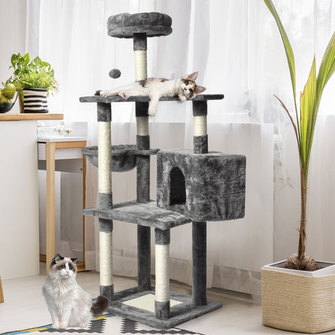 PaWz 130cm Cat Tree Toy Scratching Post Grey-1864184314355388423