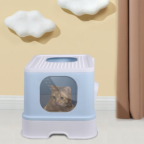 PaWz Cat Litter Box Fully Enclosed Kitty Blue-1864184493691244551