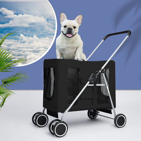 PaWz Pet Stroller Dog Cat Cage Carrier Black-1910112952061661190