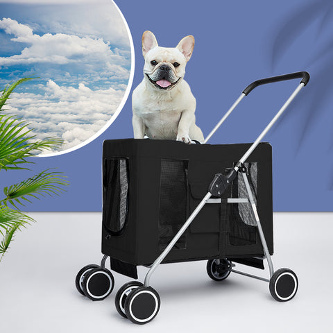 PaWz Pet Stroller Dog Cat Cage Carrier Black-1843791329826574342