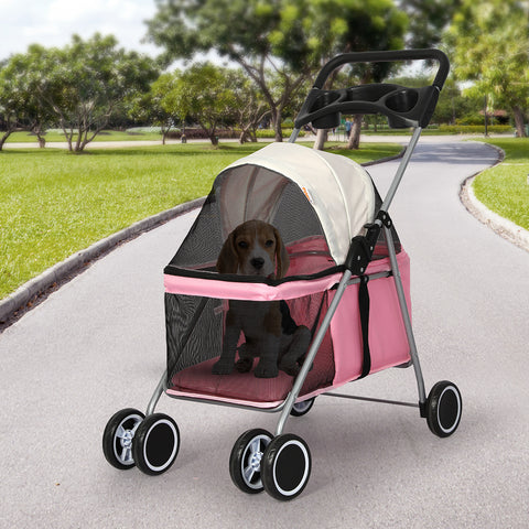 PaWz Pet Stroller Dog Cat Carrier Foldable Pink-1864184624901656583