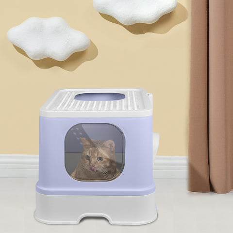 PaWz Cat Litter Box Fully Enclosed Toilet Purple-1864184494186172423