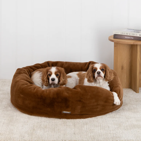 Luxe Fur Cuddler Dog Bed Nutmeg - Medium